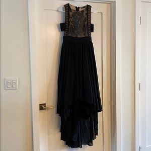 Vici Ina Black Floor Length Asymmetrical Gown